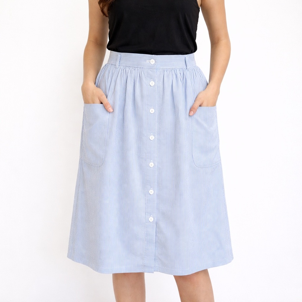 Light Blue Button-Front Women's Skirt